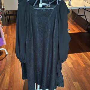 Liliana Black Long Sleeve Lace Dress